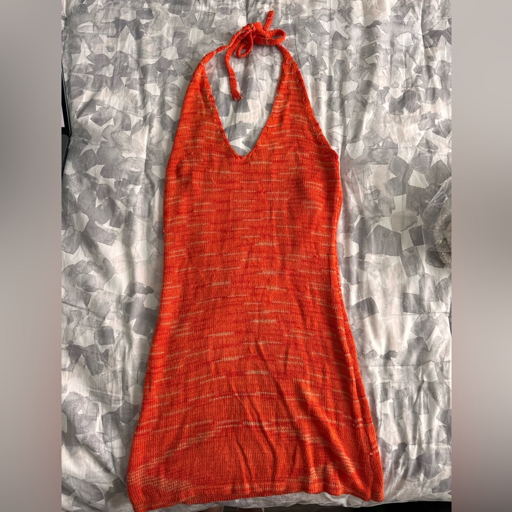 Vibrant Orange Knit Dress